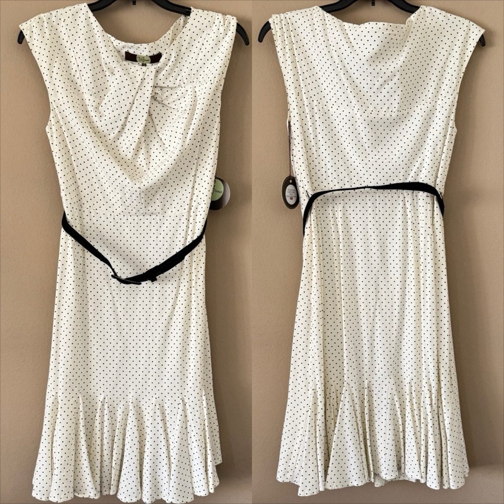 NWT Eva Franco black and white dot Gilbert dress size 6